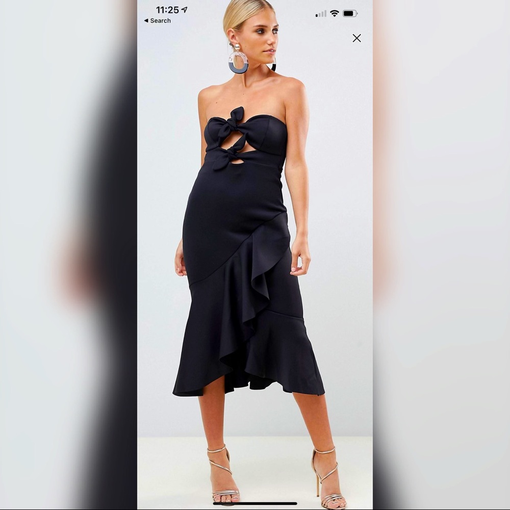 NWT ASOS Bandeau Knot-Front Pephem Midi Dress! 🖤🖤